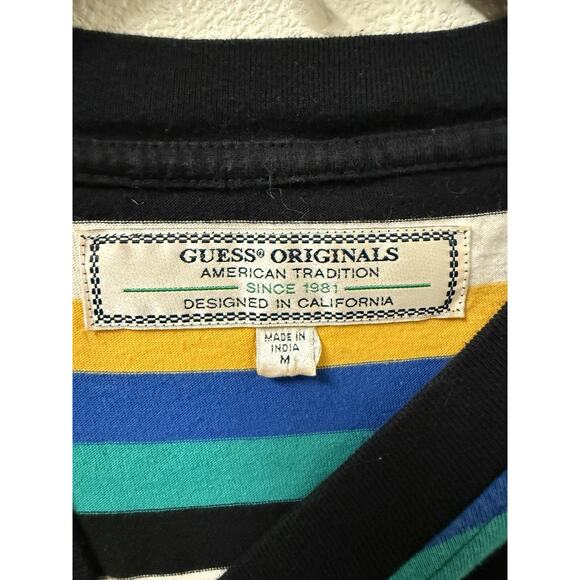 Guess Shirt Mens Medium Los Angeles Guess Originals T-Shirt Striped Multicolor - Picture 3 of 10